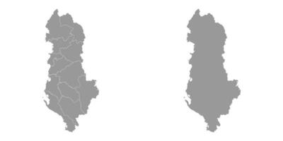 Albania grey map with administrative subdivisions. Vector illustration.