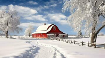 ai generado escena de campo cubierto con nieve foto