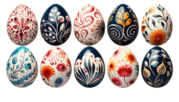 AI generated Easter egg clipart, ornate egg illustrations, decorative eggs, transparent background, holiday clipart, festive decoration, decorative elements png