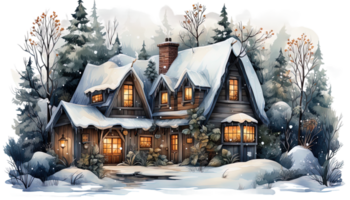 AI generated Cozy home clipart, transparent background, house illustration, cottage graphic, cozy living space, warm and inviting home png