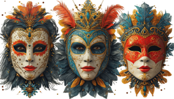 ai gegenereerd carnaval masker illustratie, maskerade kostuum, mardi gras masker, decoratief partij accessoire, viering kunst, overladen Venetiaanse masker, geïsoleerd transparant achtergrond png