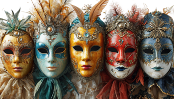 AI generated Carnival mask illustration, masquerade costume, Mardi Gras mask, decorative party accessory, celebration art, ornate Venetian mask, isolated transparent background png