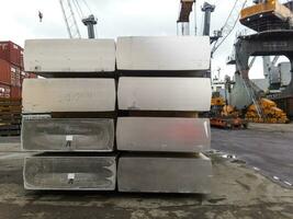 Aluminum ingots. Transportation of aluminum for export photo