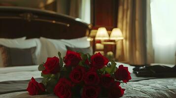 AI generated Classic Romance with a Bouquet of Fresh Red Roses photo
