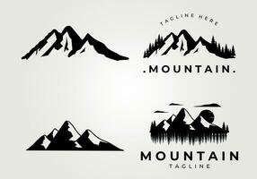 set and collection mountain logo vintage vector illustration design