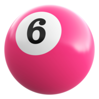 6 numero 3d palla rosa png