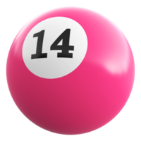 14 número 3d pelota rosado png