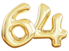 Gold 3d Nummer 64 png