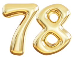 Gold 3d number 78 png