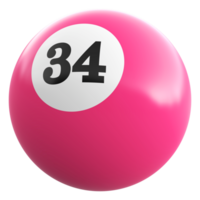 34 number 3d ball pink png