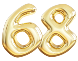 Gold 3d Nummer 68 png