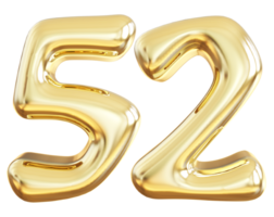 guld 3d siffra 52 png