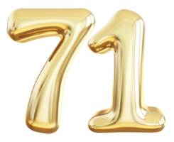 Gold 3d number 71 png