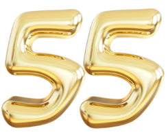 Gold 3d Nummer 55 png