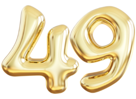 Gold 3d number 49 png