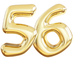 Gold 3d number 56 png