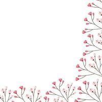 Flowery branches corner ornament with copy space. Abstract frame for springtime greetings or cards vector