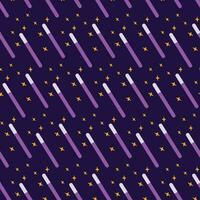 Seamless pattern of magic wands with decorative stars in trendy violet. Abstract background texture vector