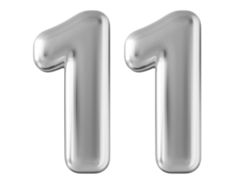 Silver 3d number 11 png