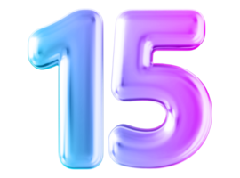 Gradient 3d number 15 png