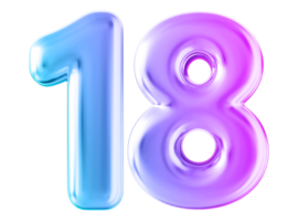 Gradient 3d number 18 png