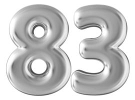 Silver 3d number 83 png