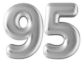 Silver 3d number 95 png