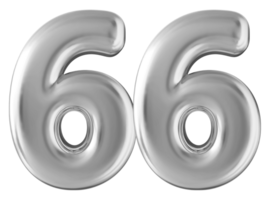 Silver 3d number 66 png