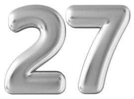 Silver 3d number 27 png