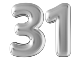 Silver 3d number 31 png