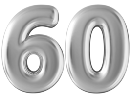 Silver 3d number 60 png