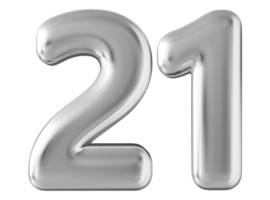 Silver 3d number 21 png