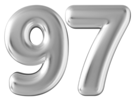 Silver 3d number 97 png