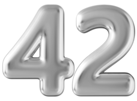 Silver 3d number 42 png