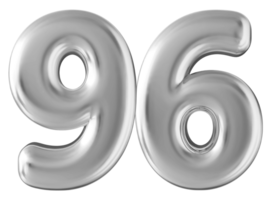 Silver 3d number 96 png