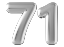 Silver 3d number 71 png