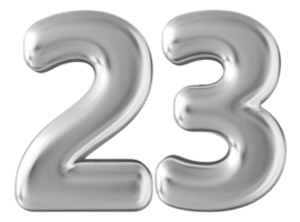 Silver 3d number 23 png