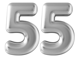 Silver 3d number 55 png