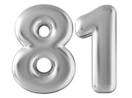 Silber 3d Nummer 81 png