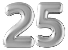 Silver 3d number 25 png