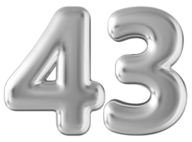 Silver 3d number 43 png