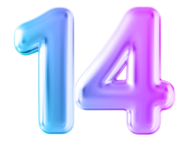 Gradient 3d number 14 png