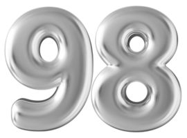 Silver 3d number 98 png