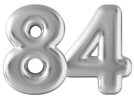 Silver 3d number 84 png