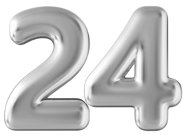 Silver 3d number 24 png