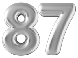 Silver 3d number 87 png