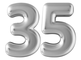 Silver 3d number 35 png