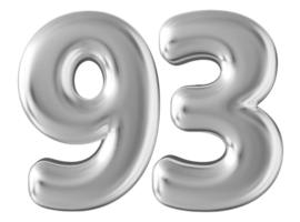 Silver 3d number 93 png