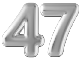 Silver 3d number 47 png