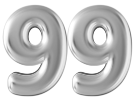 Silver 3d number 99 png